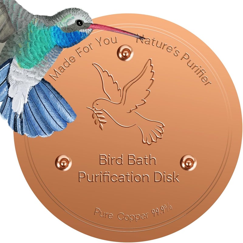 HIGHYEAH Bird Bath Copper Disc- Reinforced 99.99% Pure Copper Bird Bath Purification Basin with Three-Point Support Providing Physically Safe Clean Water Suitable for Outdoor Bird Baths - Image 1